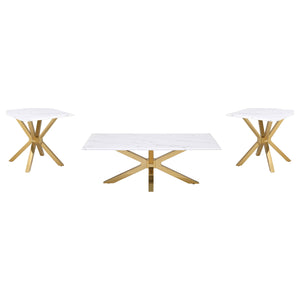Visalia  Faux Marble Coffee and End Table Set White