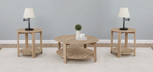 Fowler Round Coffee and End Table Set Natural
