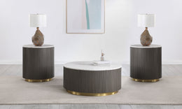 Jason  Round Marble Coffee and End Table Set White