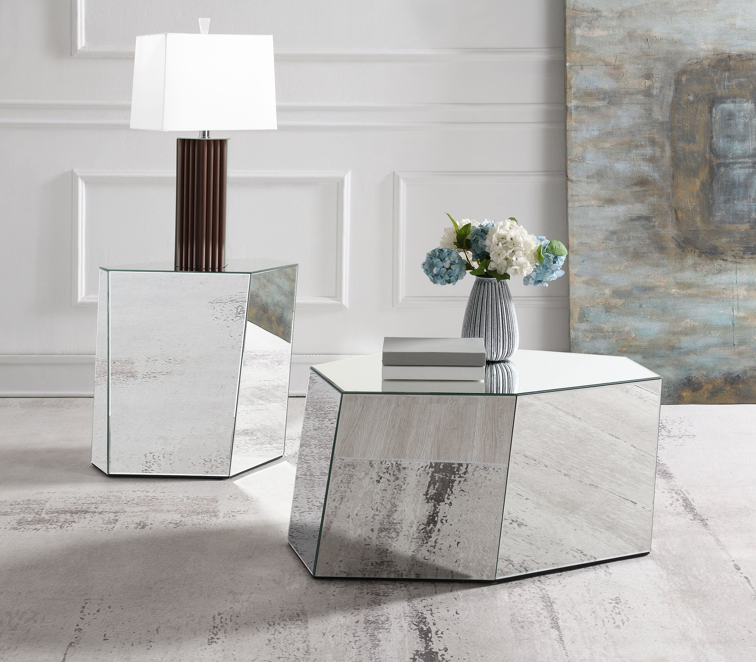 Capella Mirrored Coffee and End Table Set