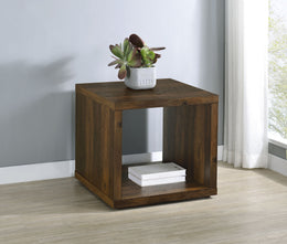 Frisco Square Engineered Wood Side End Table Dark Pine