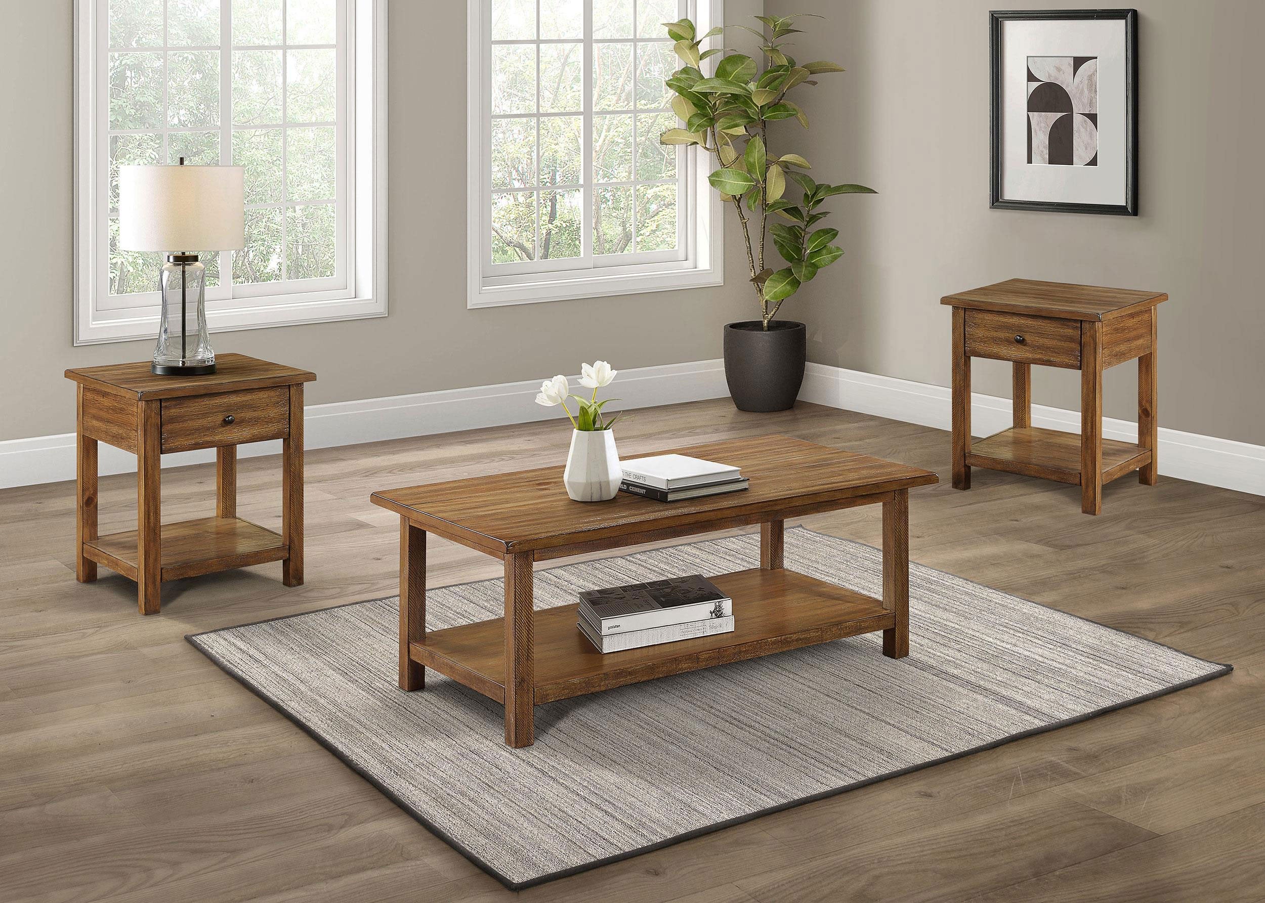 Payne  Coffee and 1-drawer End Table Set Brown