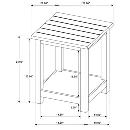Payne Wood End Table with Shelf Distressed Brown