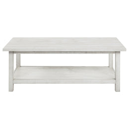 Payne Wood Coffee Table with Shelf Distressed Brown