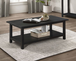 Payne Wood Coffee Table with Shelf Distressed Brown