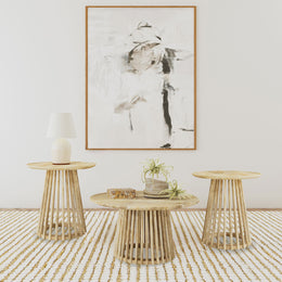 Touhy  Round Coffee and End Table Set Natural Mango