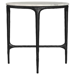 Hermas  Round Marble Coffee and End Table Set White