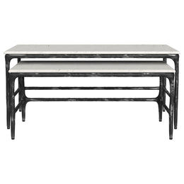 Ebby  Genuine Marble Top Nesting Coffee Tables White