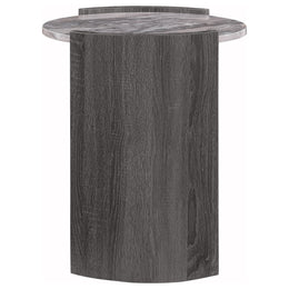 Gladstone Round Faux Marble Top End Table Distressed Grey