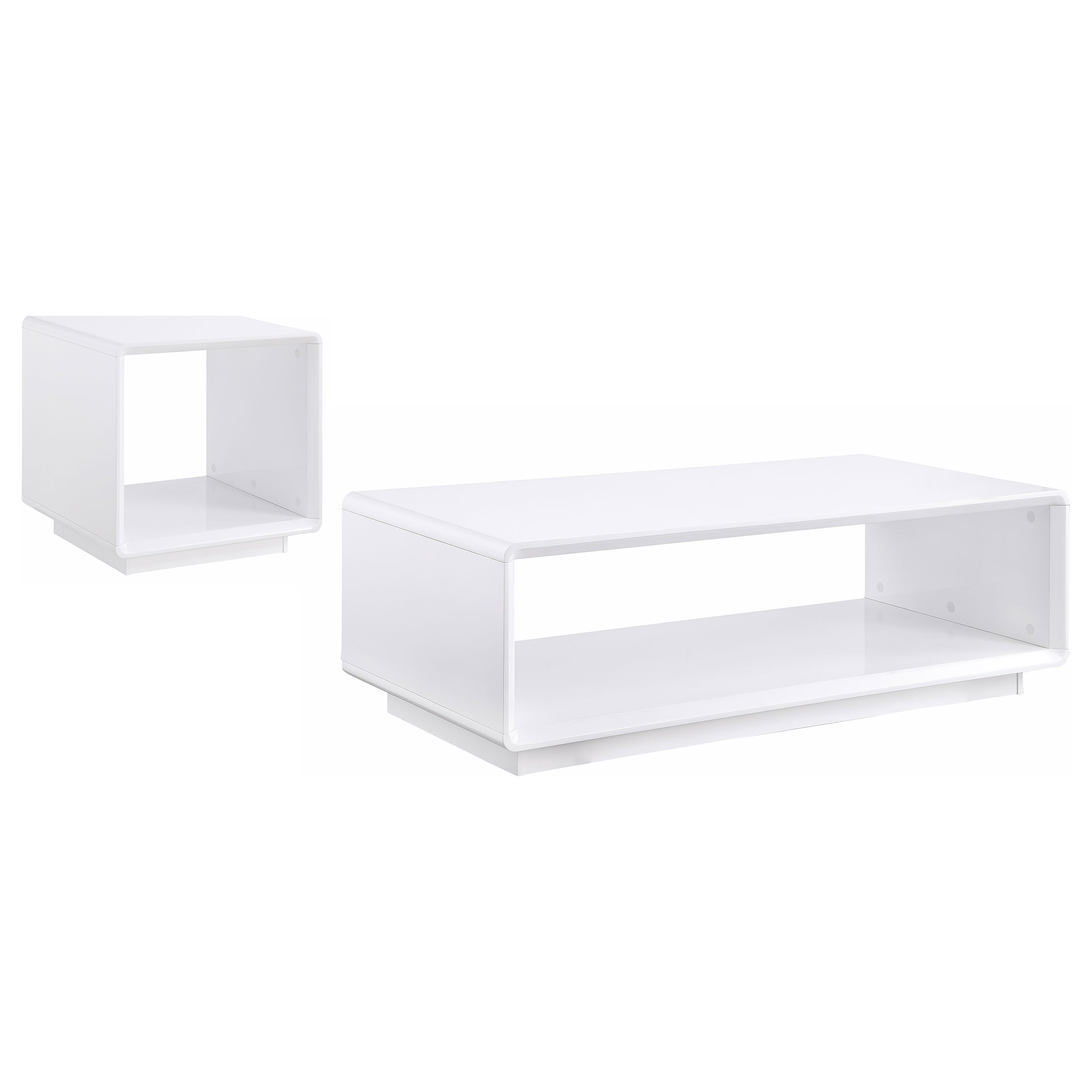 Paseo Coffee and End Table Set White High Gloss