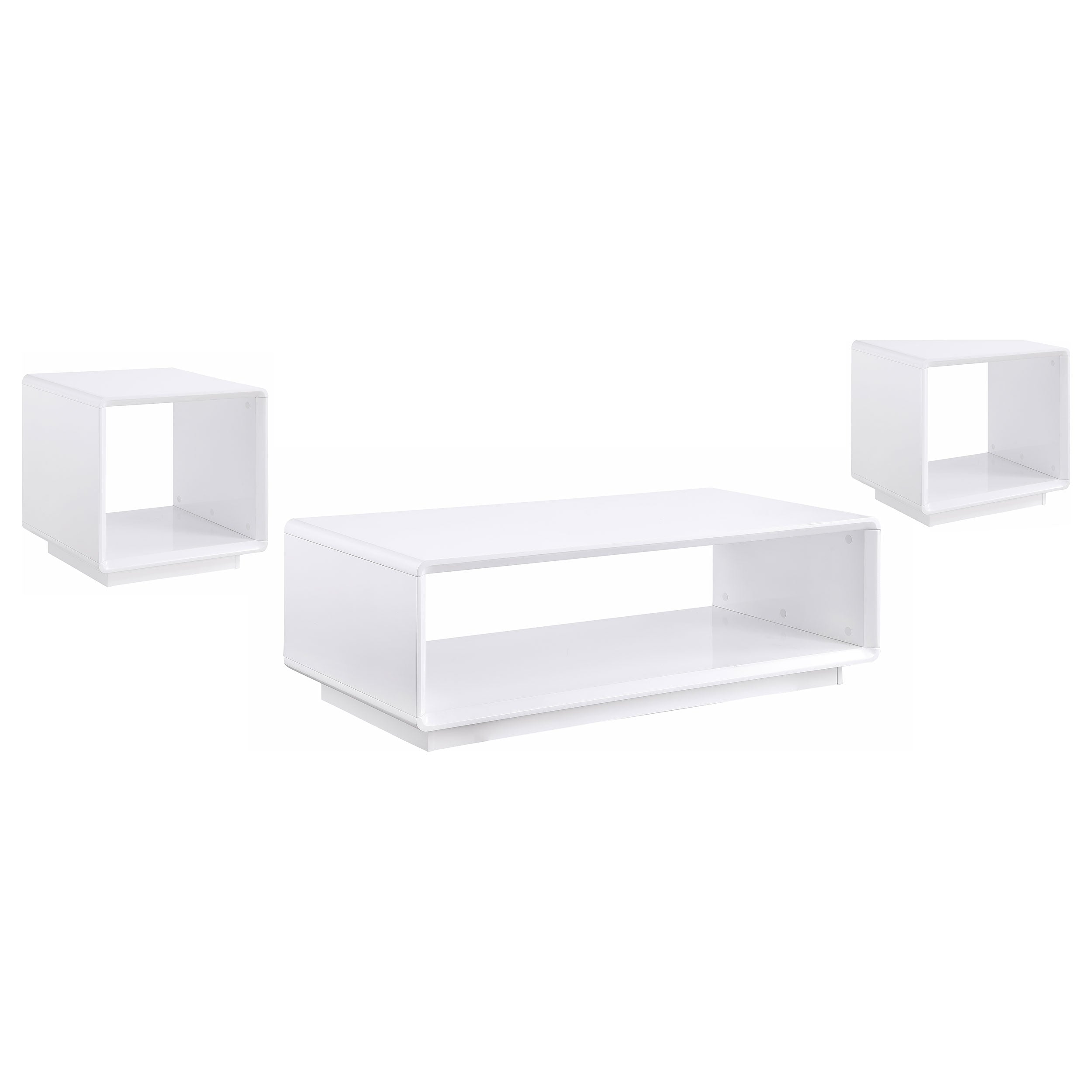 Paseo Coffee and End Table Set White High Gloss