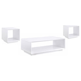 Paseo Coffee and End Table Set White High Gloss