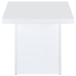 Devar Square Engineered Wood Side End Table White High Gloss