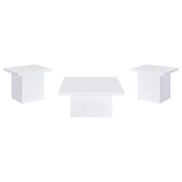 Devar 3-piece Square Coffee End Table Set White High Gloss