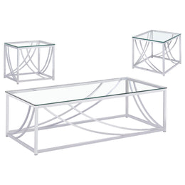 Lille  Glass Top Coffee End Sofa Table Set Chrome