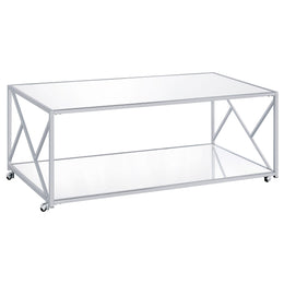 Provins  Coffee and End Table Set Mirror and Chrome