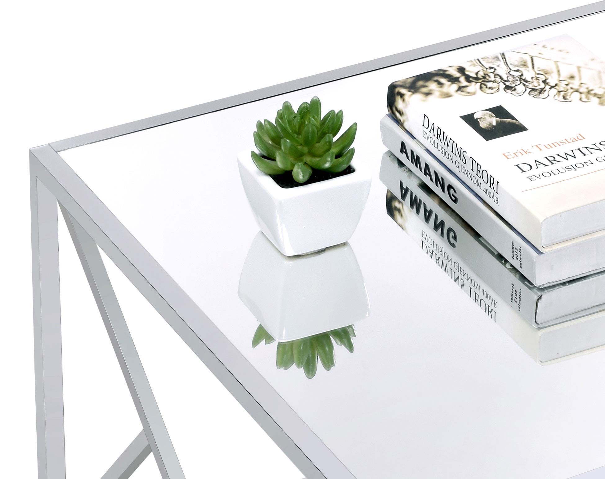 Provins  Coffee and End Table Set Mirror and Chrome