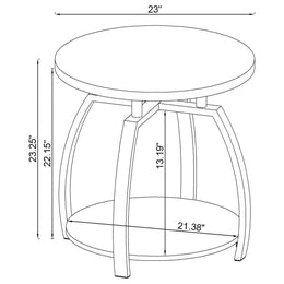 Dacre Round Engineered Wood Top Side End Table Dark Charcoal
