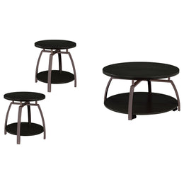 Dacre Round Coffee and End Table Set Dark Charcoal
