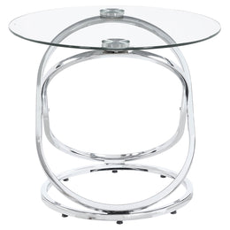 Warren  Oval Glass Top Coffee Table Set Chrome