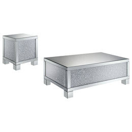 Gillian Mirrored Coffee and End Table Set Silver