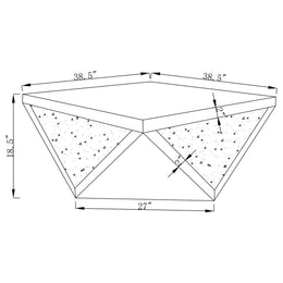 Amore Mirrored Coffee and End Table Set Silver