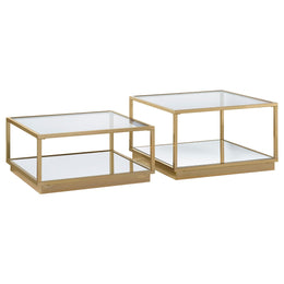 Renee  Square Coffee Table Set Rose Brass