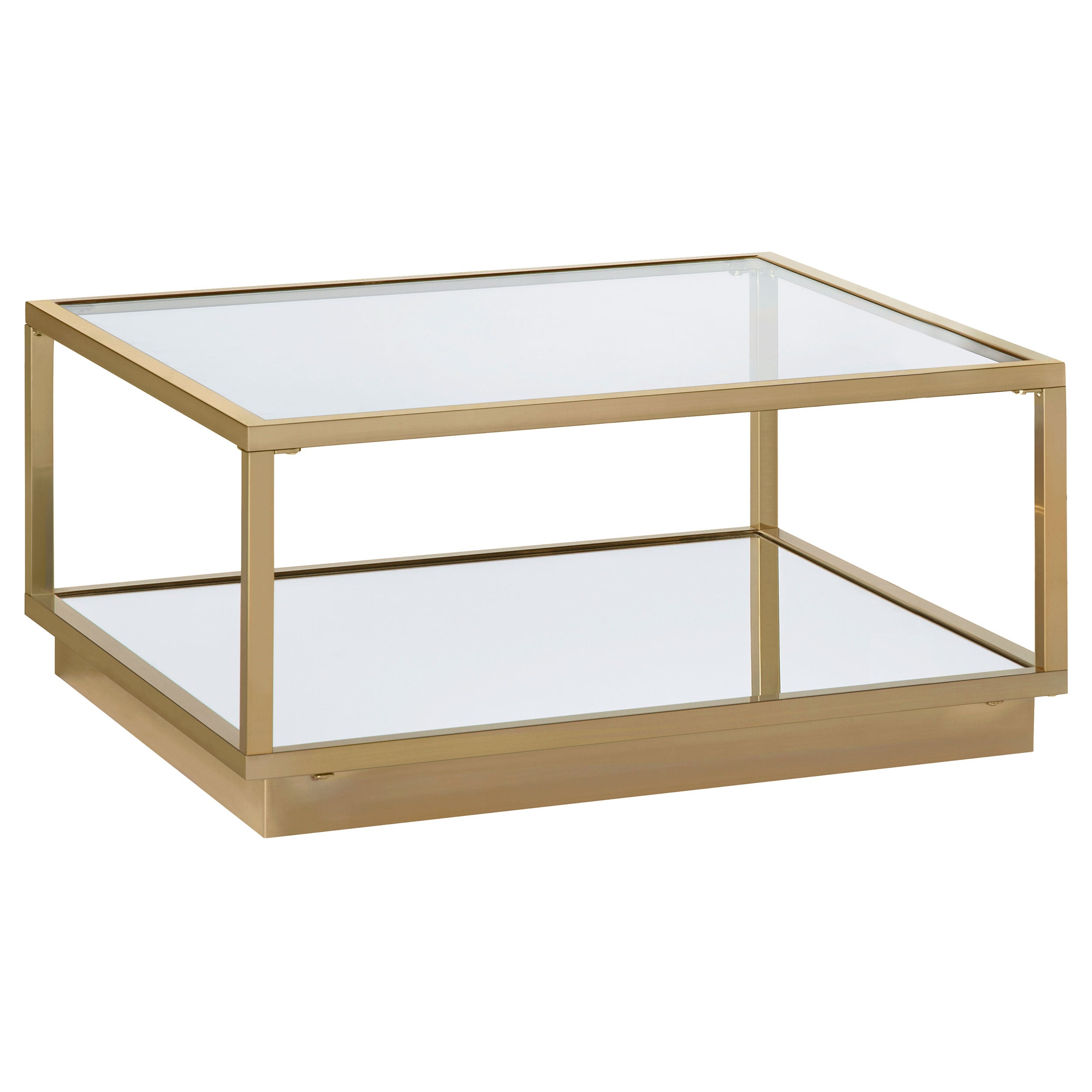 Renee  Square Coffee Table Set Rose Brass