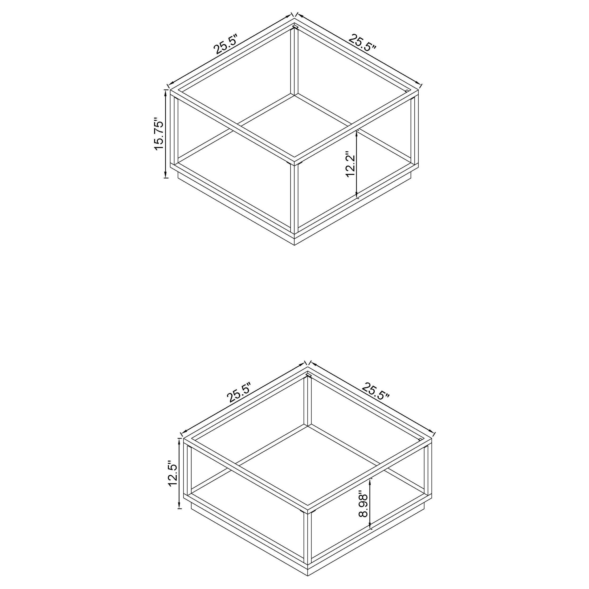 Renee  Square Coffee Table Set Rose Brass