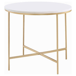 Ellison  Round Marble Coffee and End Table Set White