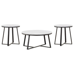 Hugo Coffee and End Table Set White Faux Marble