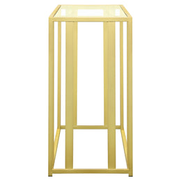 Adri Glass Top Entryway Sofa Console Table Matte Brass