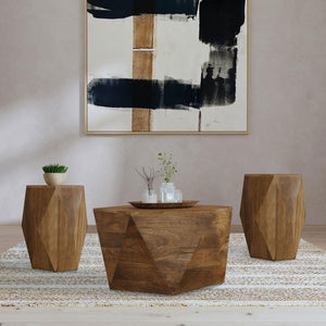 Zalika  Solid Wood Coffee and End Table Set Natural