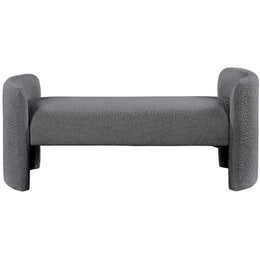 Meridian Peyton Grey Boucle Fabric Bench