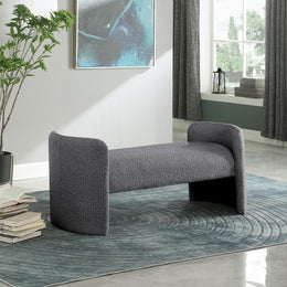 Meridian Peyton Grey Boucle Fabric Bench