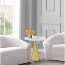 Meridian Emery White Marble End Table