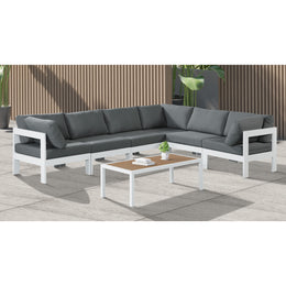 Meridian Nizuc Grey Water Resistant Fabric Outdoor Patio Modular Sectional