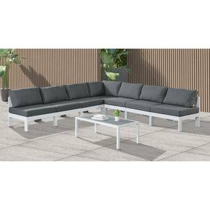 Meridian Nizuc Grey Water Resistant Fabric Outdoor Patio Modular Sectional