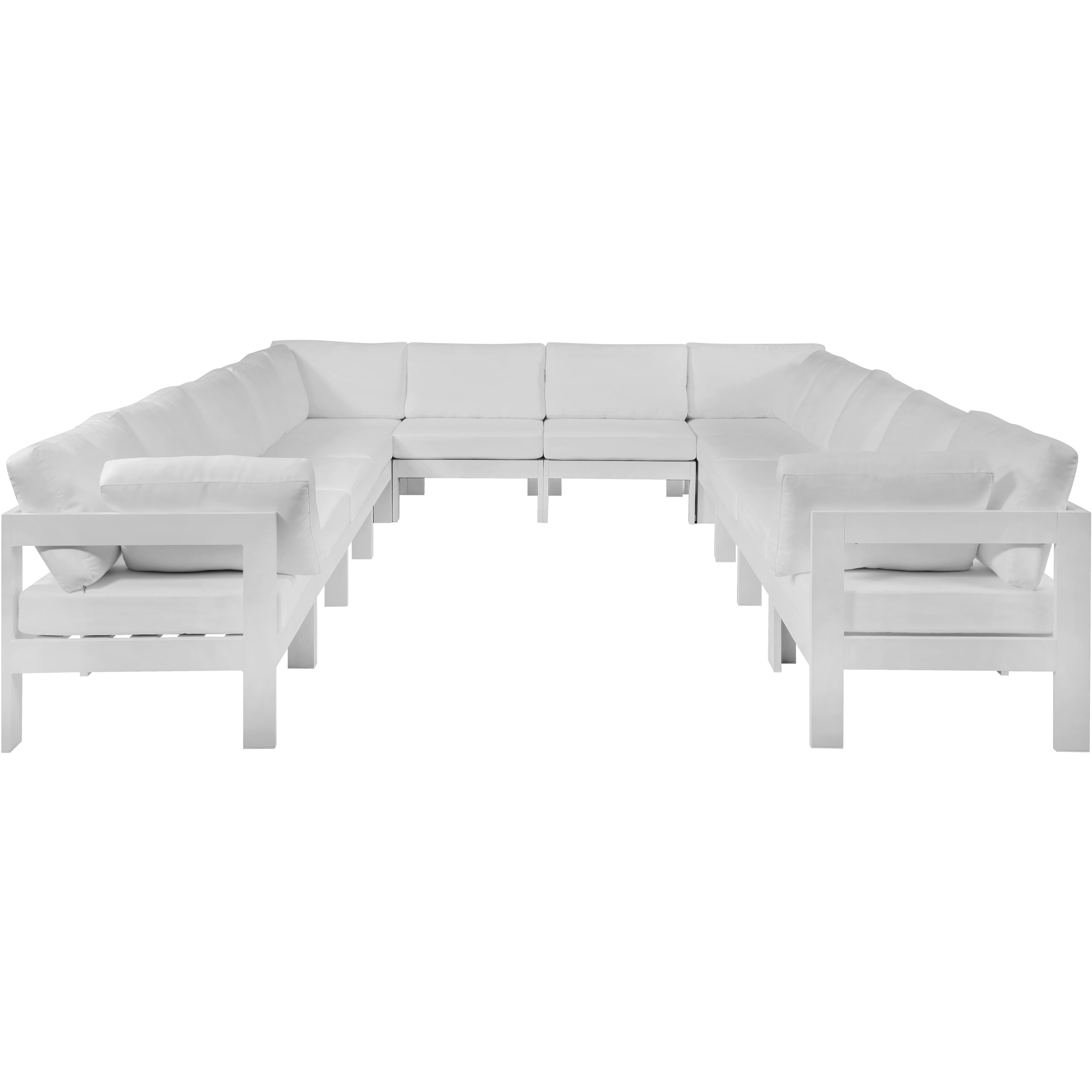 Meridian Nizuc White Water Resistant Fabric Outdoor Patio Modular Sectional