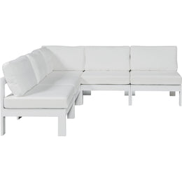 Meridian Nizuc White Water Resistant Fabric Outdoor Patio Modular Sectional