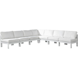 Meridian Nizuc White Water Resistant Fabric Outdoor Patio Modular Sectional