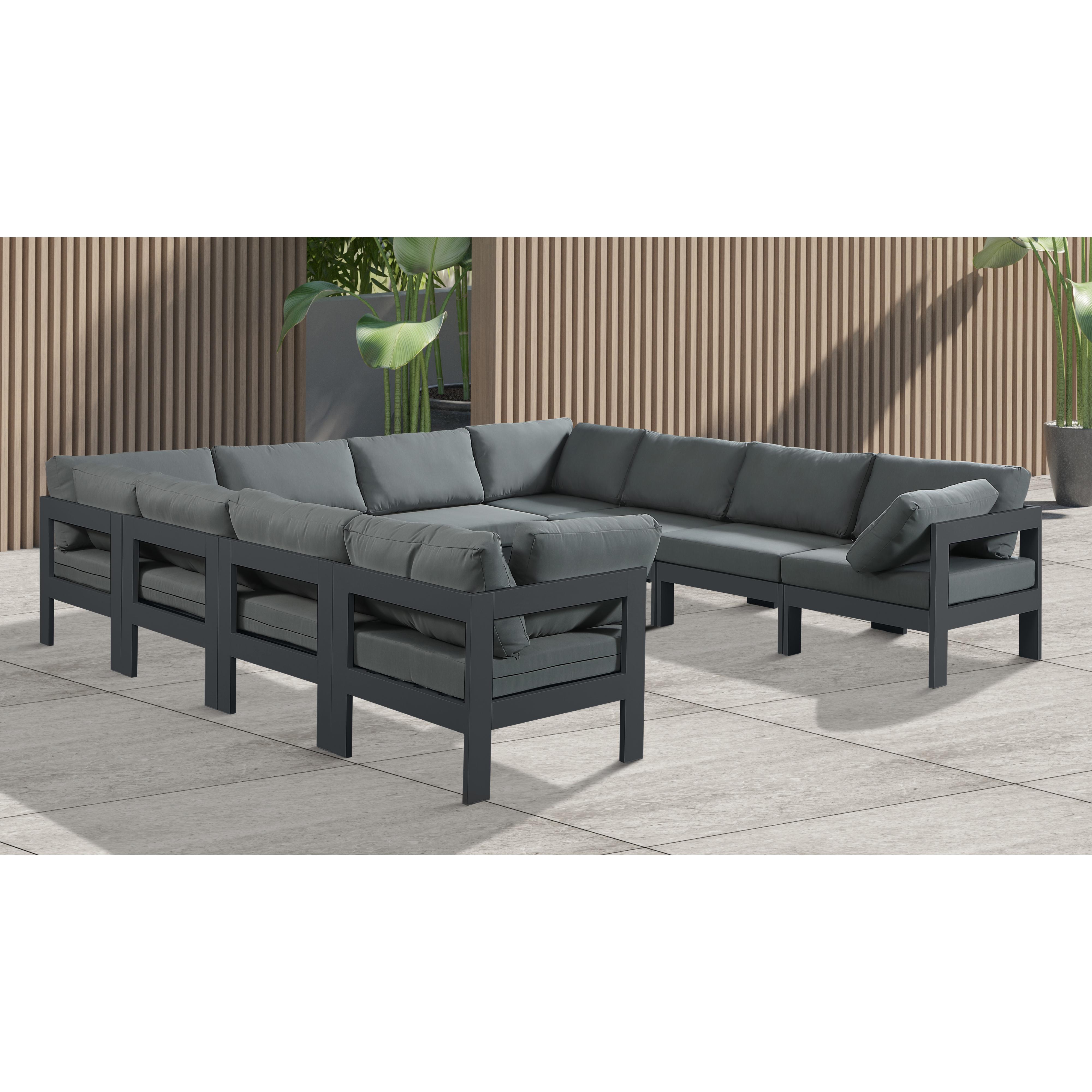 Meridian Nizuc Grey Water Resistant Fabric Outdoor Patio Modular Sectional