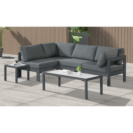 Meridian Nizuc Grey Water Resistant Fabric Outdoor Patio Modular Sectional
