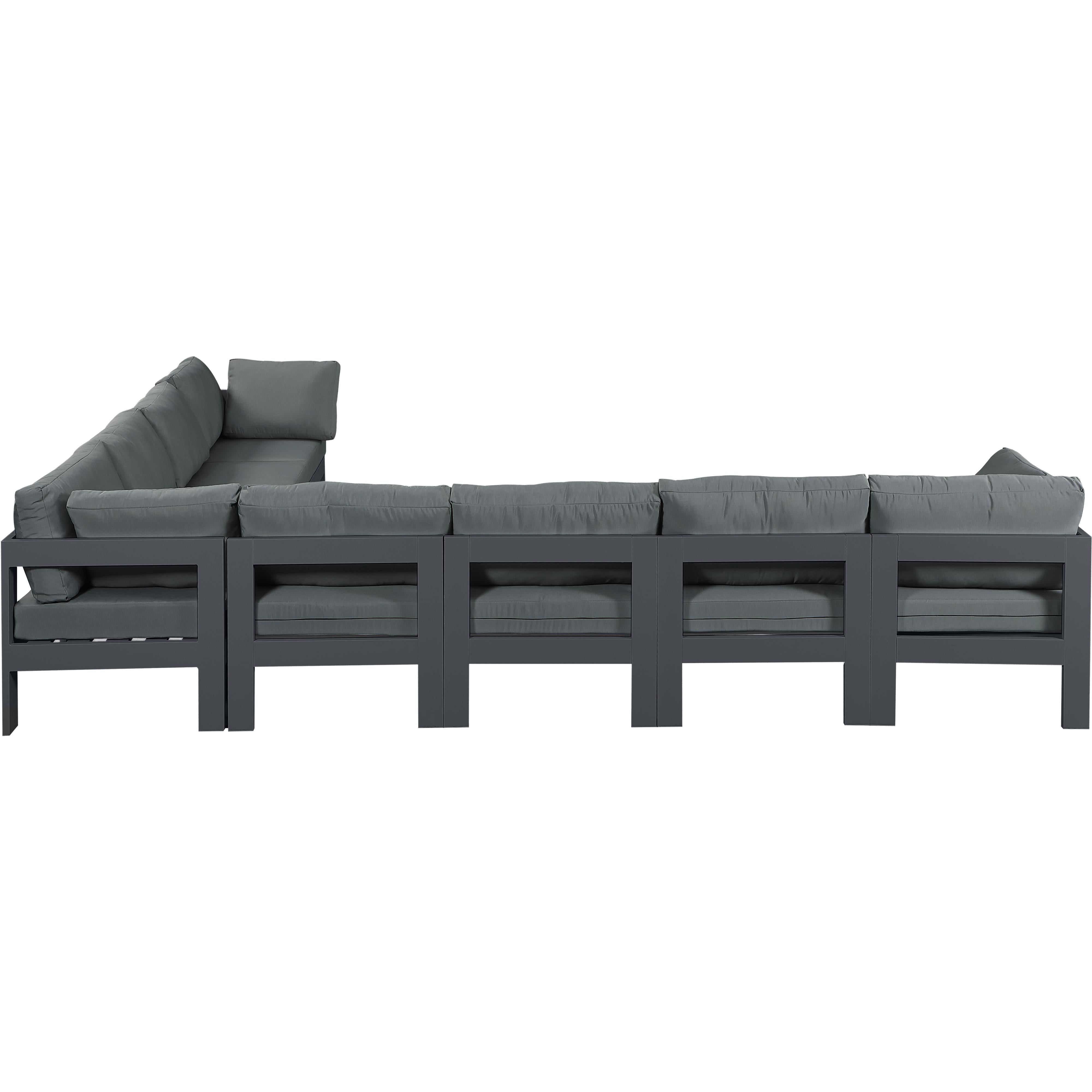 Meridian Nizuc Grey Water Resistant Fabric Outdoor Patio Modular Sectional