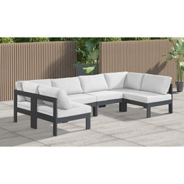 Meridian Nizuc White Water Resistant Fabric Outdoor Patio Modular Sectional