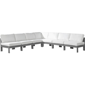 Meridian Nizuc White Water Resistant Fabric Outdoor Patio Modular Sectional