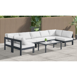 Meridian Nizuc White Water Resistant Fabric Outdoor Patio Modular Sectional