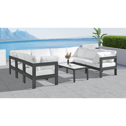 Meridian Nizuc White Water Resistant Fabric Outdoor Patio Modular Sectional