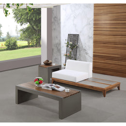 Meridian Rio Off White Water Resistant Fabric Outdoor Patio Modular Chair w/ Integrated Table