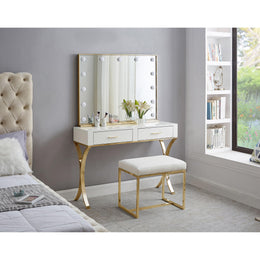 Meridian Monroe Gold Ottoman / Stool